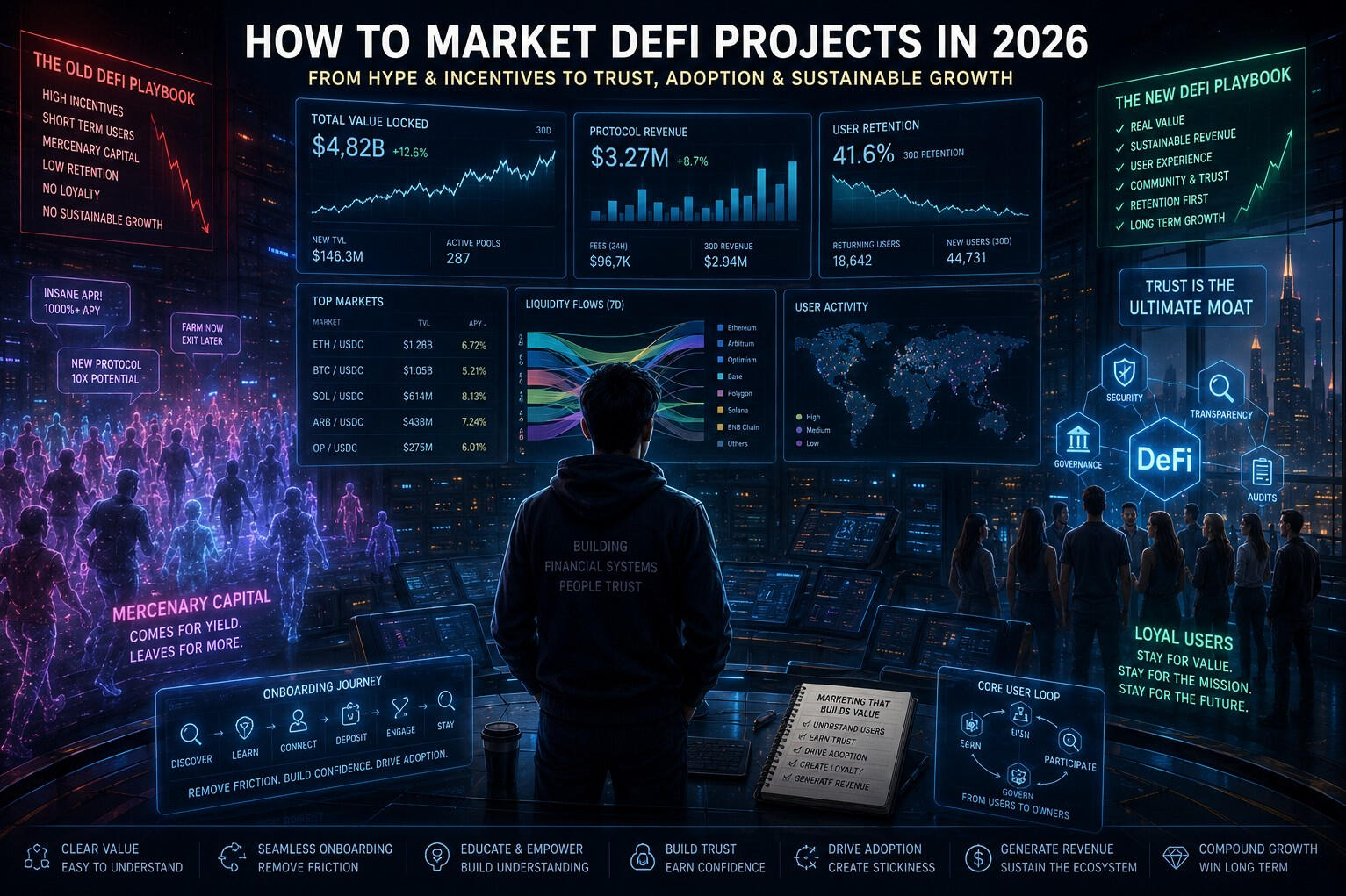 DeFi Move from hype and incentives to trust, adoption, retention, and revenue.